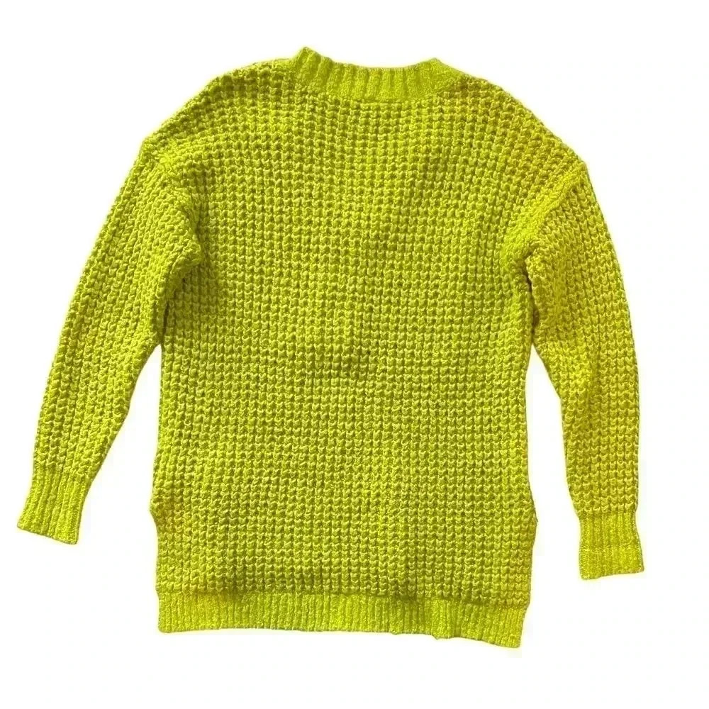 Free People Whistle Thermal Henley Sweater - Acid Lime Green - Size XS - Picture 3 of 7